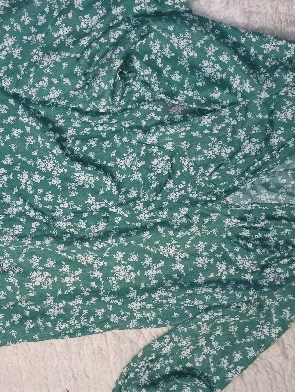 VINTAGE Lightweight Green Floral Dress - Picture 2 of 3